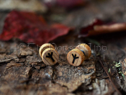 Viking Runes Earrings, Wooden Ear Plugs 10mm, Norse Rune Earplugs/Gauges TheNorseWind