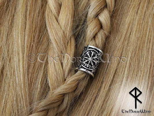 Vegvisir Beard Beads, Viking Compass Hair Rings TheNorseWind
