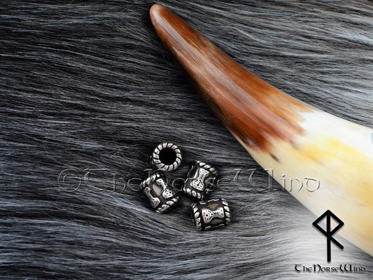 Thor's Hammer Viking Beard Beads, Mjolnir Steel Hair Rings TheNorseWind