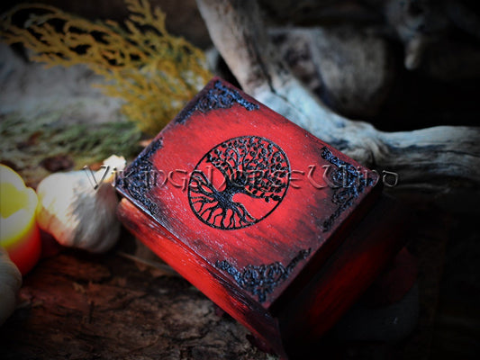 Yggdrasil Wooden Box, Tree of Life Jewelry Box, Witch Keepsake, Small Tarot Box, Wooden Runes Box Altar, Wicca Trinket Box, Pagan TheNorseWind