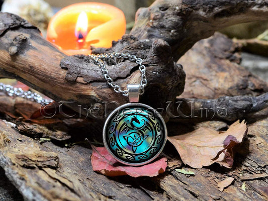 Celtic Dragon Necklace, Celtic Knot Silver Viking Pendant TheNorseWind