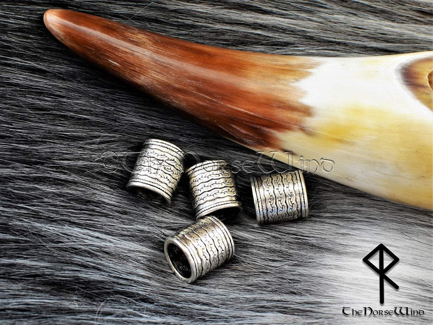 Viking Beard Beads, Silver Celtic Knot Hair Rings, Large Hole 10mm TheNorseWind