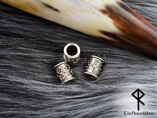 Celtic Beard Beads Silver Hair Rings TheNorseWind