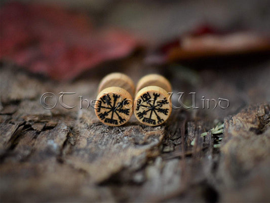Vegvisir Earrings, Viking Compass Runes Gauges 10mm TheNorseWind