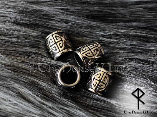 Large Viking Beads Shield Knot Celtic Hair Rings, Stainless Steel TheNorseWind