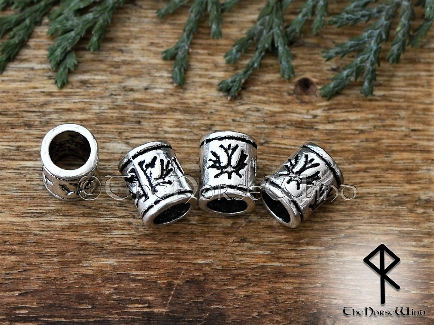 Viking Beard Beads Set of 4 Hair Rings #2 TheNorseWind