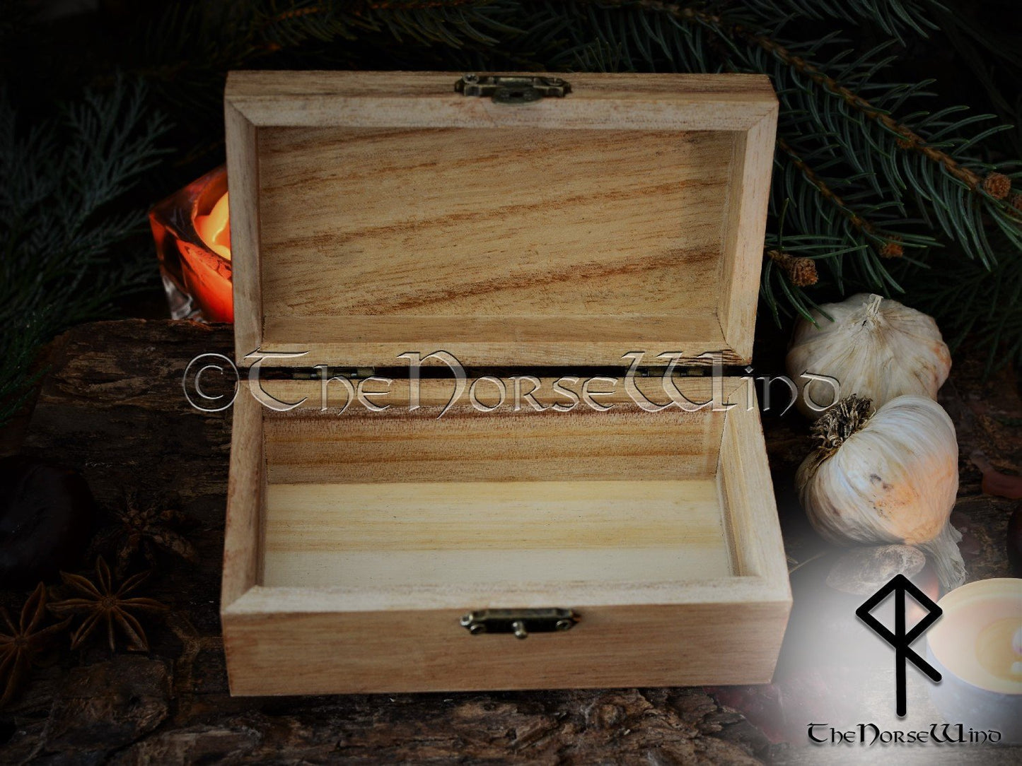 Rune Set Elder Futhark with Thor's Hammer Mjolnir Box Viking Runes Norse Runes Wooden Runes Norse Mythology Wicca Pagan Asatru TheNorseWind