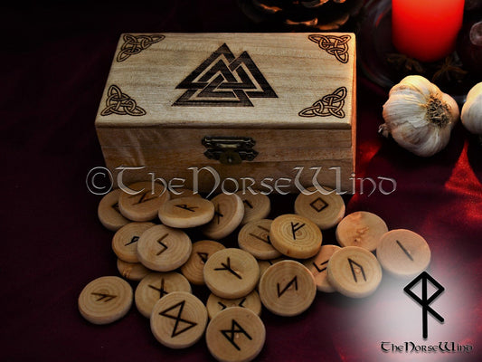 Viking Rune Set + Valknut Altar Box TheNorseWind