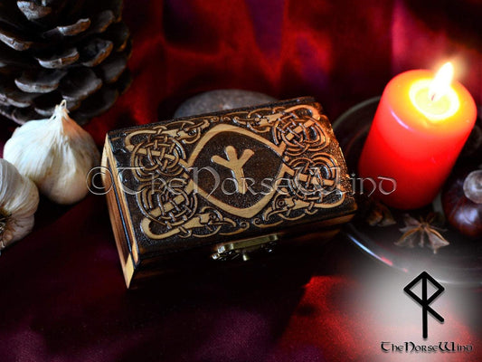 Viking Ravens Rune Box, Carved Wooden Chest Rune in Your Choice TheNorseWind