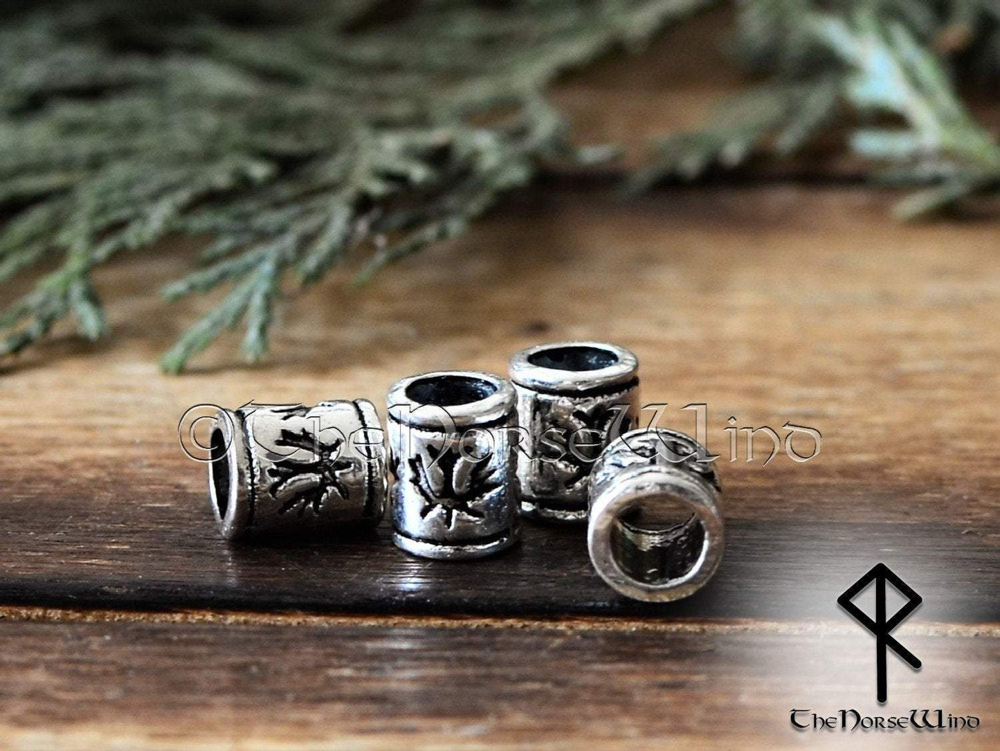Viking Beads Maple Leaf Hair Rings TheNorseWind