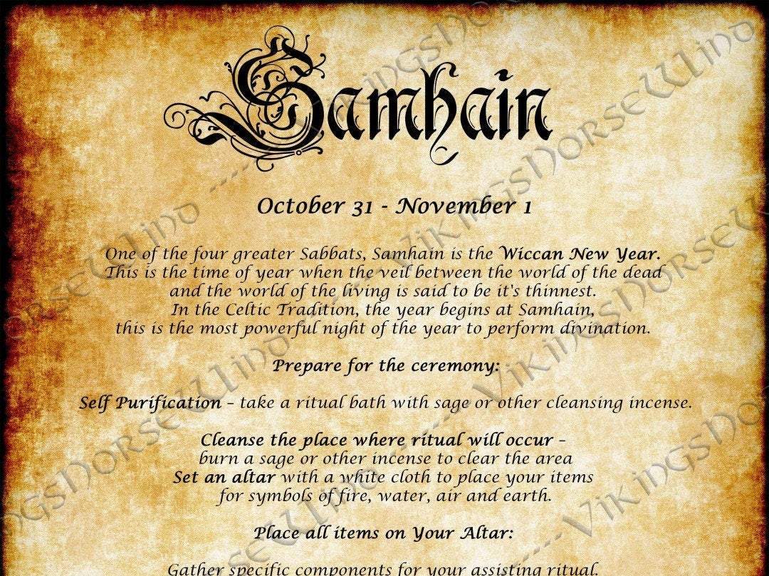 Samhain Ritual Grimoire Pages, Halloween Printable Book of Shadows Pages, Wheel of The Year Wiccan Spells, BOS, Witch Blessing Ceremony TheNorseWind