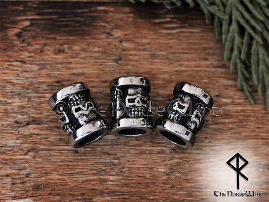 Skull Beard Beads, Steel Hair Beads TheNorseWind