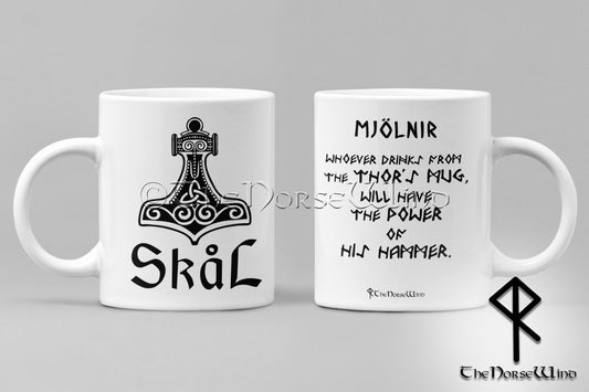 Thor's Hammer Viking Mug, Skål Mug - Mjolnir Coffee Cup- 11oz TheNorseWind