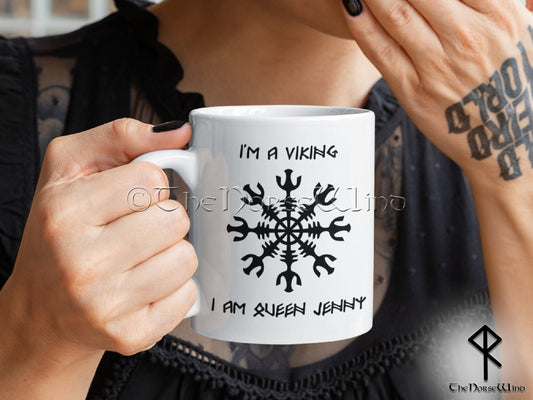 Viking King / Queen Personalized Name Mug, Viking Gift, Helm of Awe Coffee Mug TheNorseWind