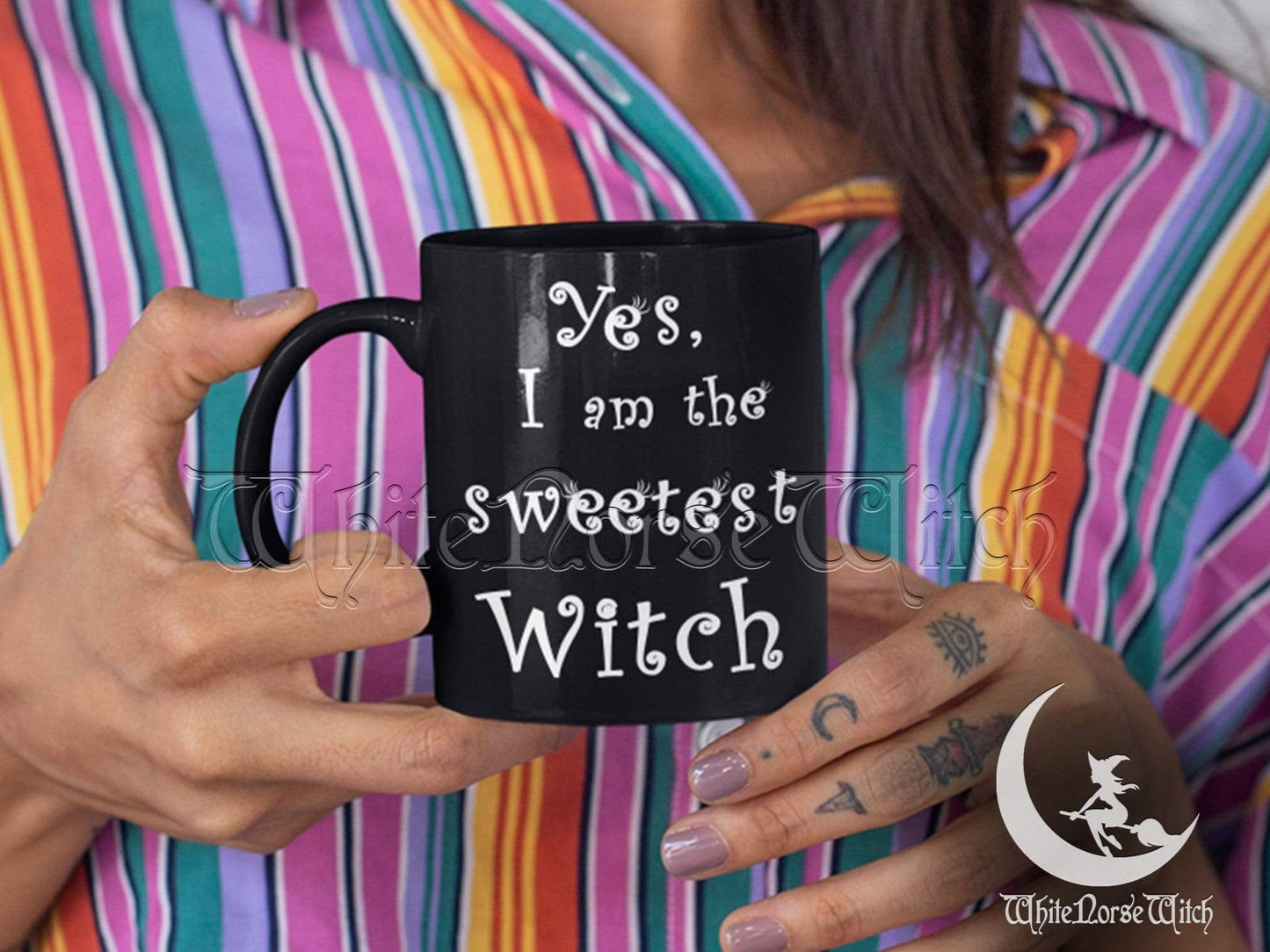 Witch Coffee Mug - The Sweetest Witch, Witchy Gift for Her, Black 11oz TheNorseWind