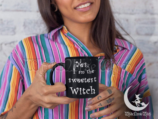 Witch Coffee Mug - The Sweetest Witch, Witchy Gift for Her, Black 11oz TheNorseWind