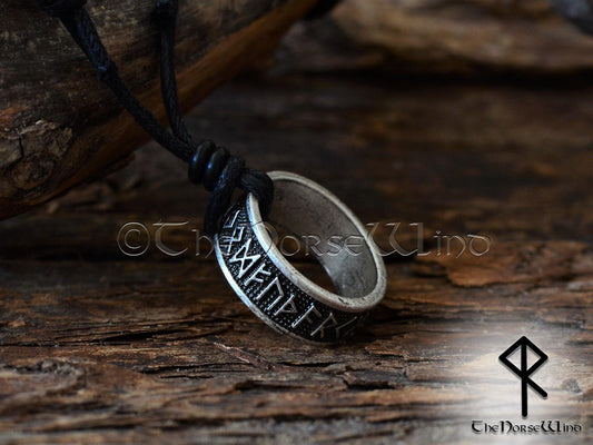 Viking Runes Ring Necklace Silver/Bronze Amulet TheNorseWind