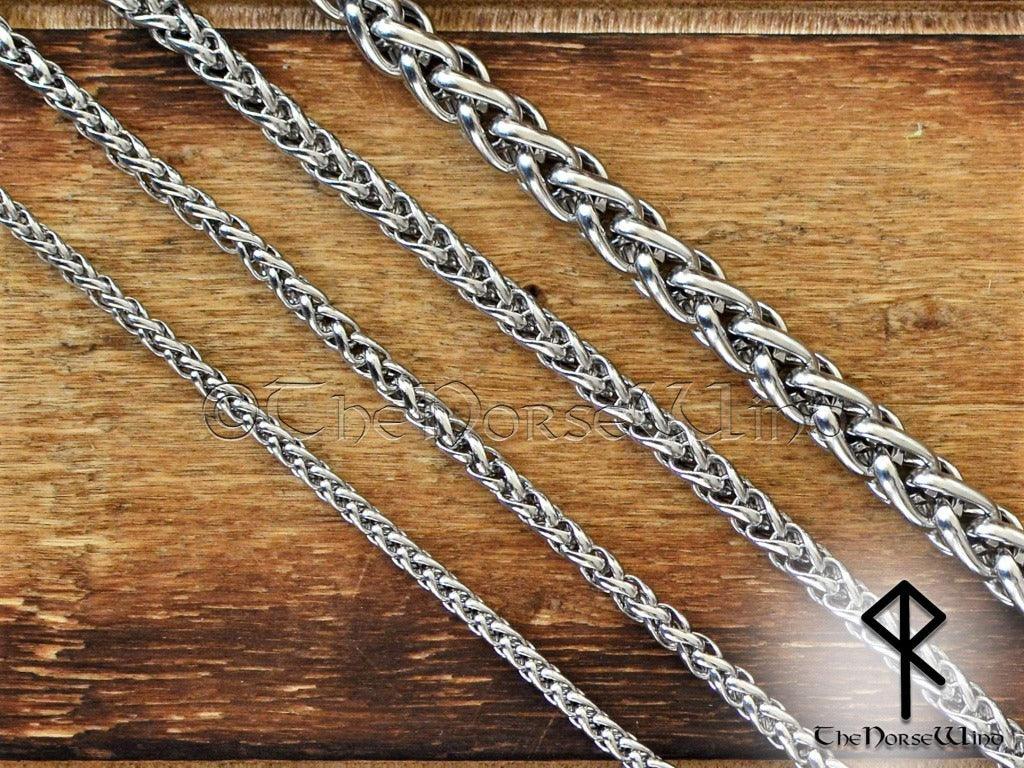Viking Necklace Stainless Steel Wheat / Spiga Chain for Men & Women - TheNorseWind
