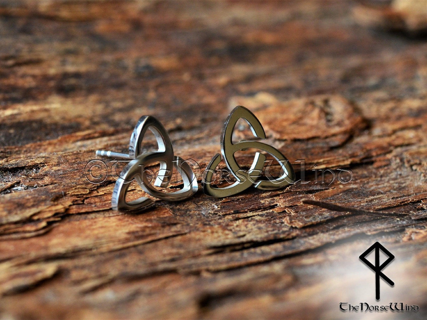 Triquetra Earrings - Celtic Knot Viking Studs, 316L Stainless Steel - TheNorseWind