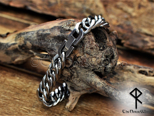 Solid Curb Chain Bracelet 10mm, 316L Stainless Steel - TheNorseWind