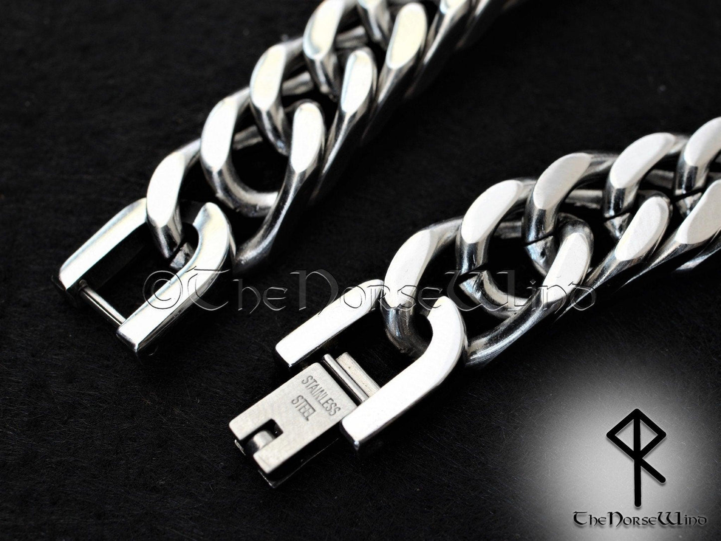 Solid Curb Chain Bracelet 10mm, 316L Stainless Steel - TheNorseWind