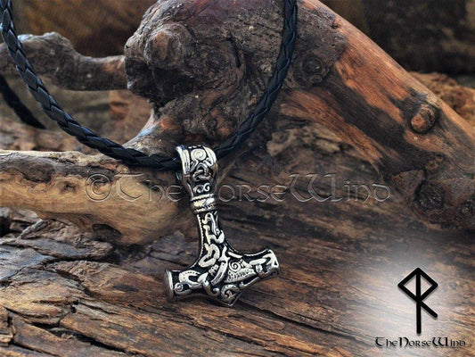 Viking Mjolnir Necklace - Stainless Steel Thor's Hammer Pendant - TheNorseWind