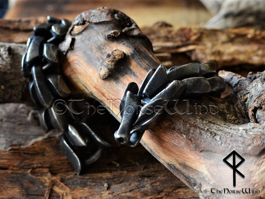 Viking Wolf Head Bracelet - Fenrir Wolf Solid Chain Wristband - The Norse Wind