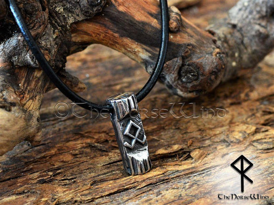 Othala Rune Viking Necklace, Norse Odal Rune Prosperity Amulet, Stainless Steel - TheNorseWind