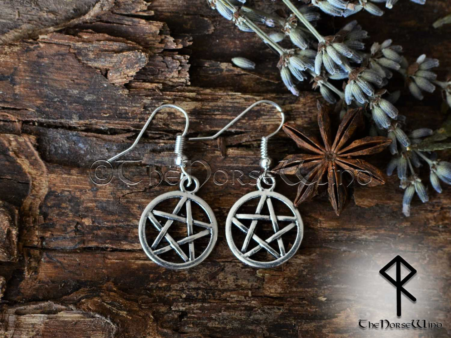 Pentagram Earrings, Witch Jewelry Wicca Earrings, Pagan Pentacle Earrings, Tribal Earrings, Gothic Jewelry, TheNorseWind