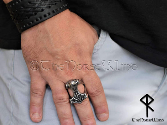 Thor's Hammer Ring, Viking Mjolnir Odin Ring - TheNorseWind