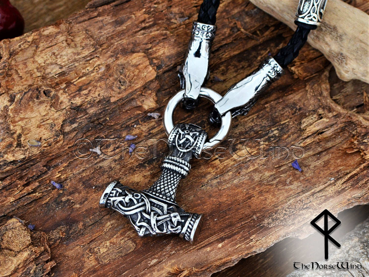 Personalized Thor's Hammer - Viking Dragon Heads Mjolnir Necklace, Nidhogg Norse Pendant