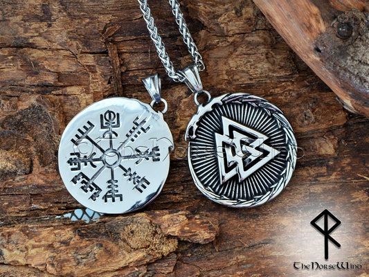Valknut Necklace Odin's Steel Viking Serpent Pendant - TheNorseWind