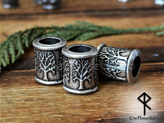 Yggdrasil Viking Beard Beads, Celtic Tree of Life Hair Rings - TheNorseWind
