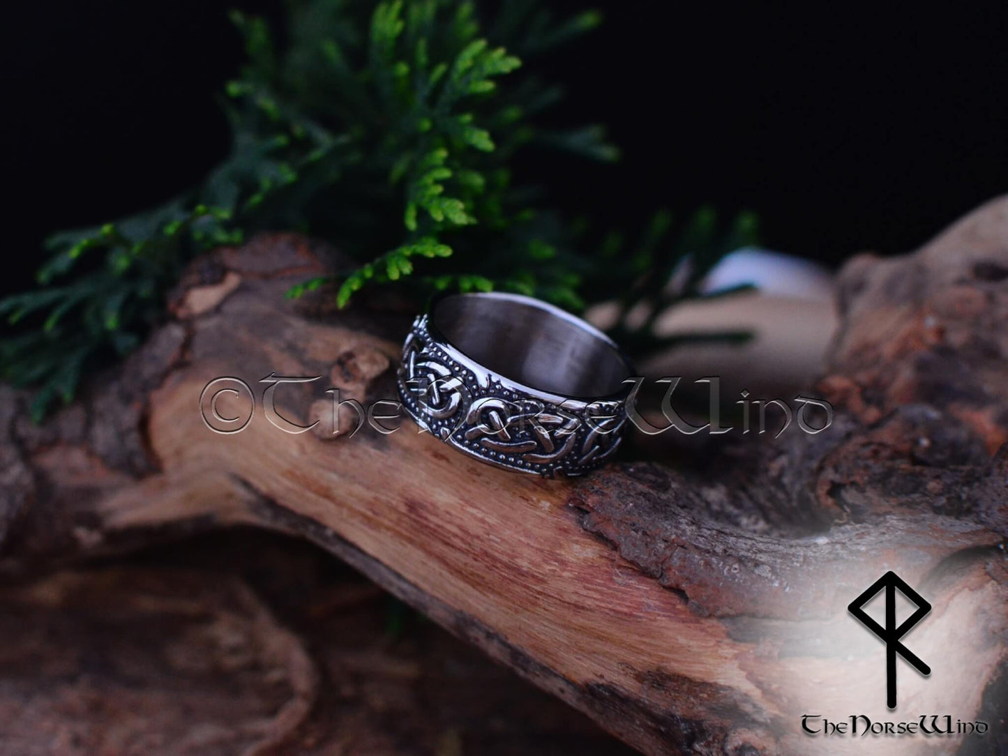 Handmade Viking Band Ring: Detailed Celtic Knotwork Engraving - The Norse Wind