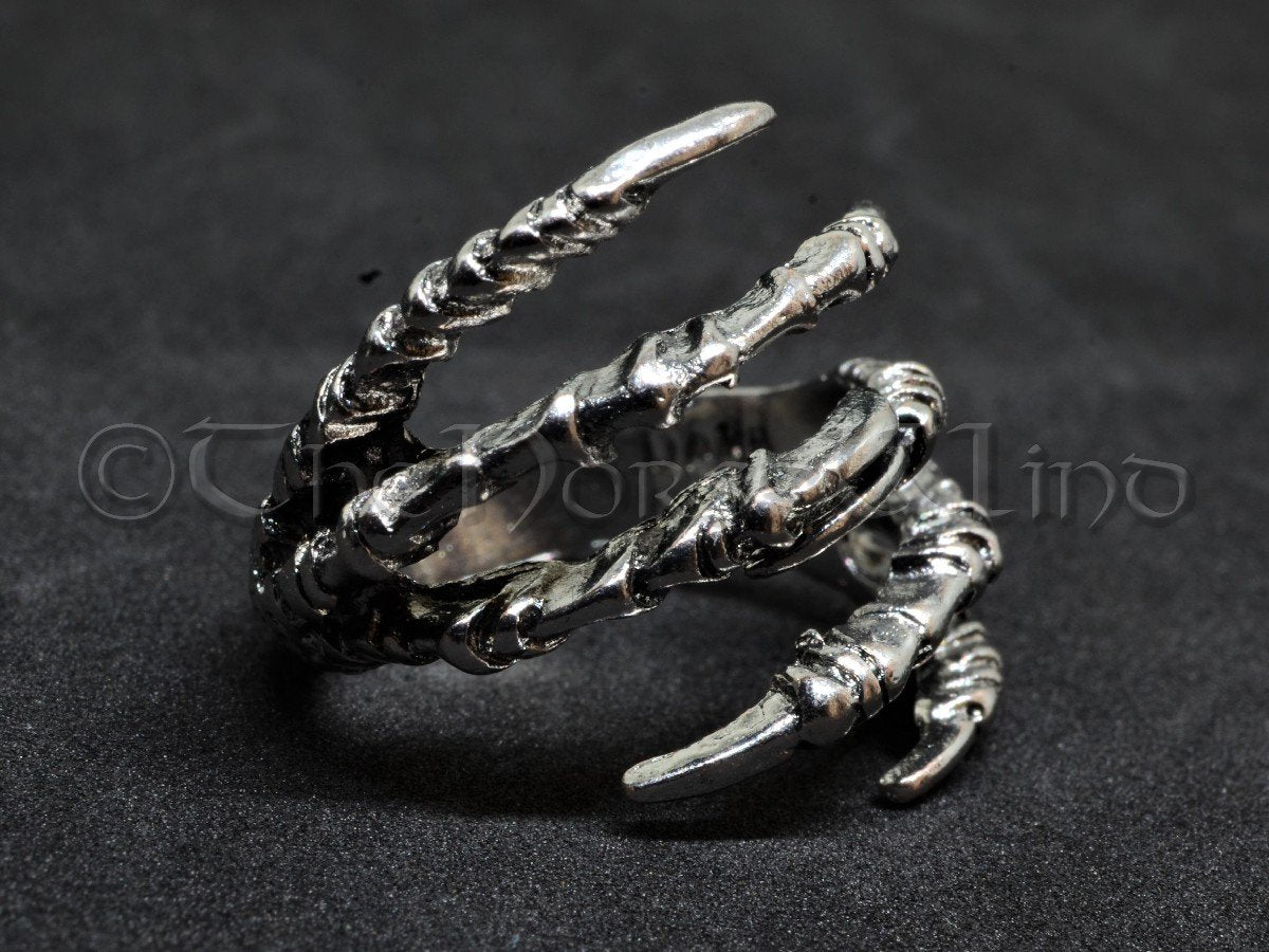 Raven Claw Ring, Viking Crow Ring Odin's Ravens Silver Hugin and Munin TheNorseWind