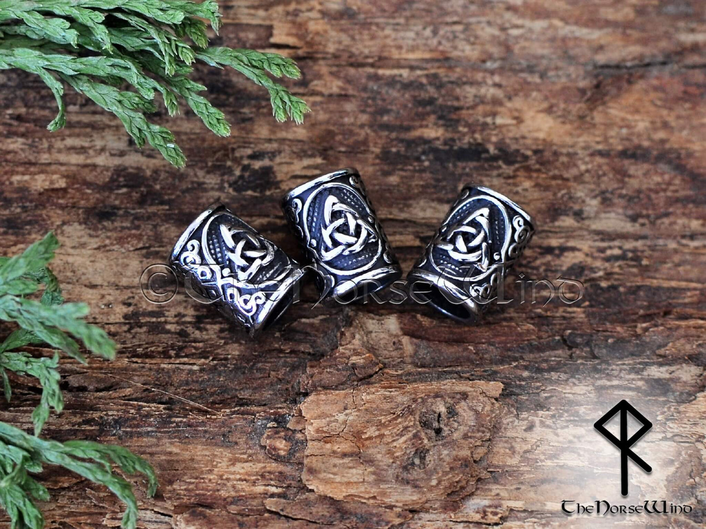 Celtic Knot Beard Beads, Large Viking Hair Rings, 6-8mm Hole, Stainless Steel - The Norse Wind