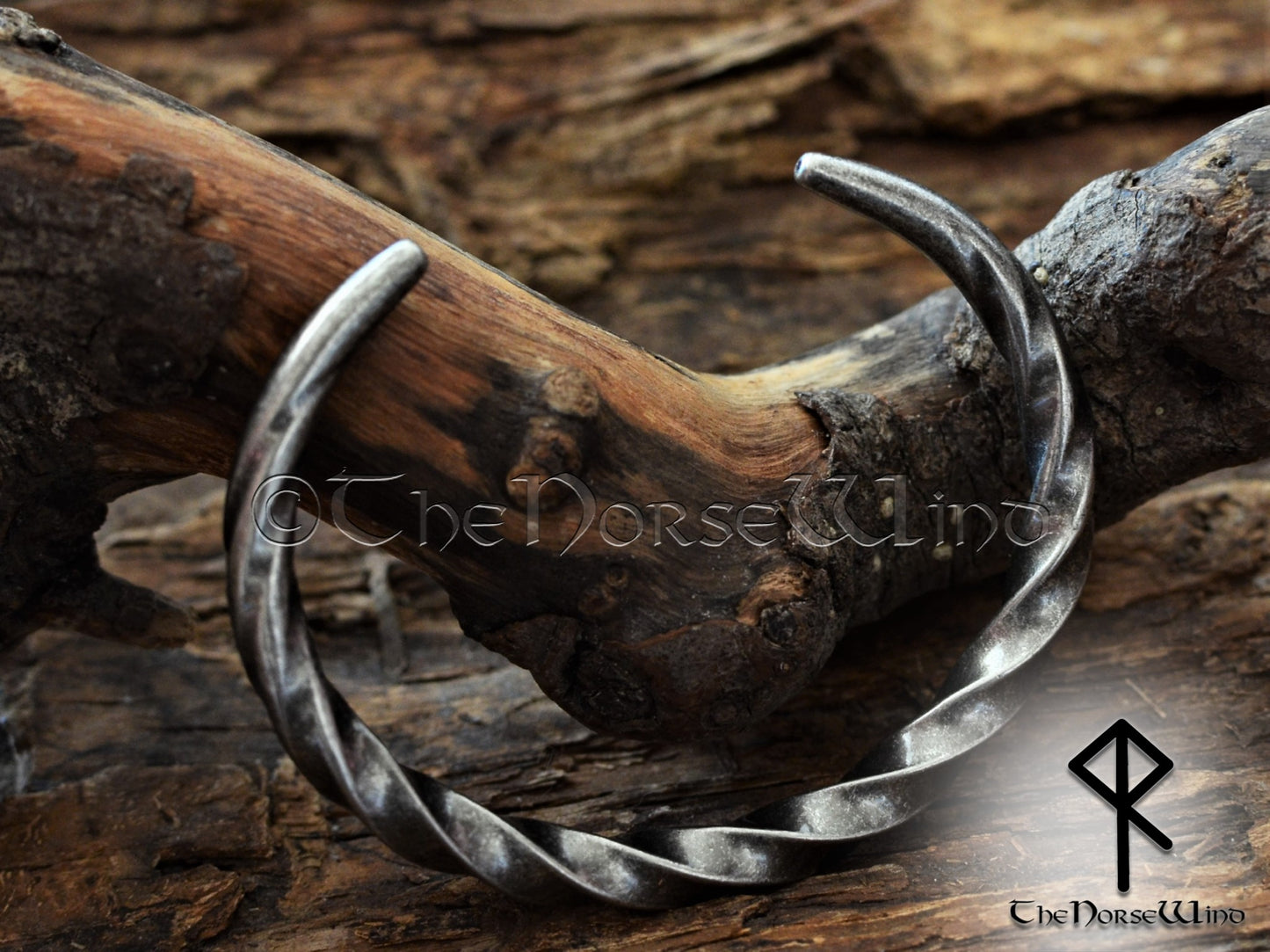 Hand Forged Viking Bracelet, Hammered Celtic Torque, Antique Steel Arm Ring - The Norse Wind