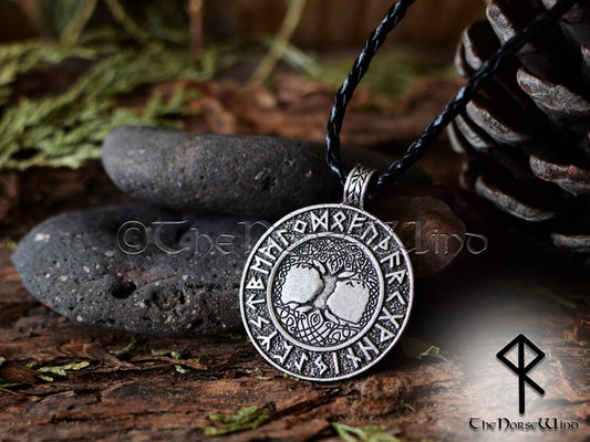 Viking Runes Yggdrasil Necklace, Tree of Life Silver Pendant TheNorseWind