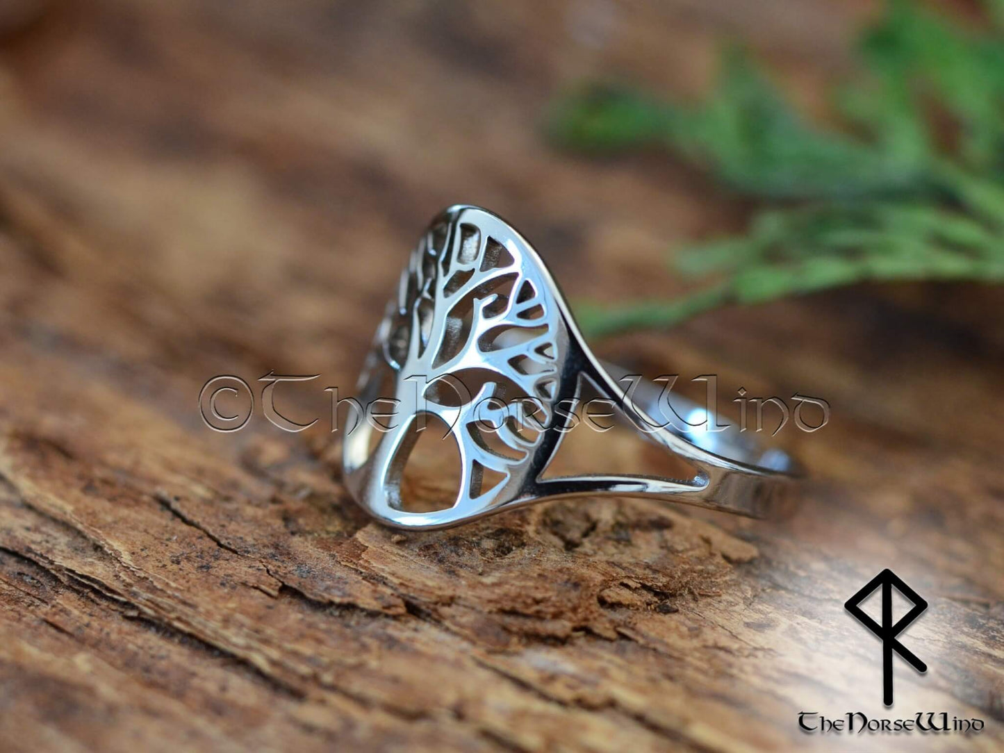 Yggdrasil Viking Ring, Celtic Tree of Life Adjustable Women's Ring, Stainless Steel - The Norse Wind