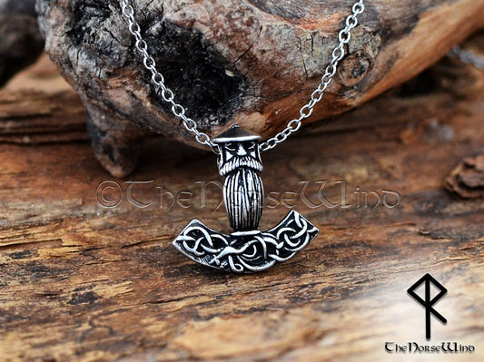 Thor's Hammer Odin Necklace, Delicate Silver Mjolnir Pendant - The Norse Wind