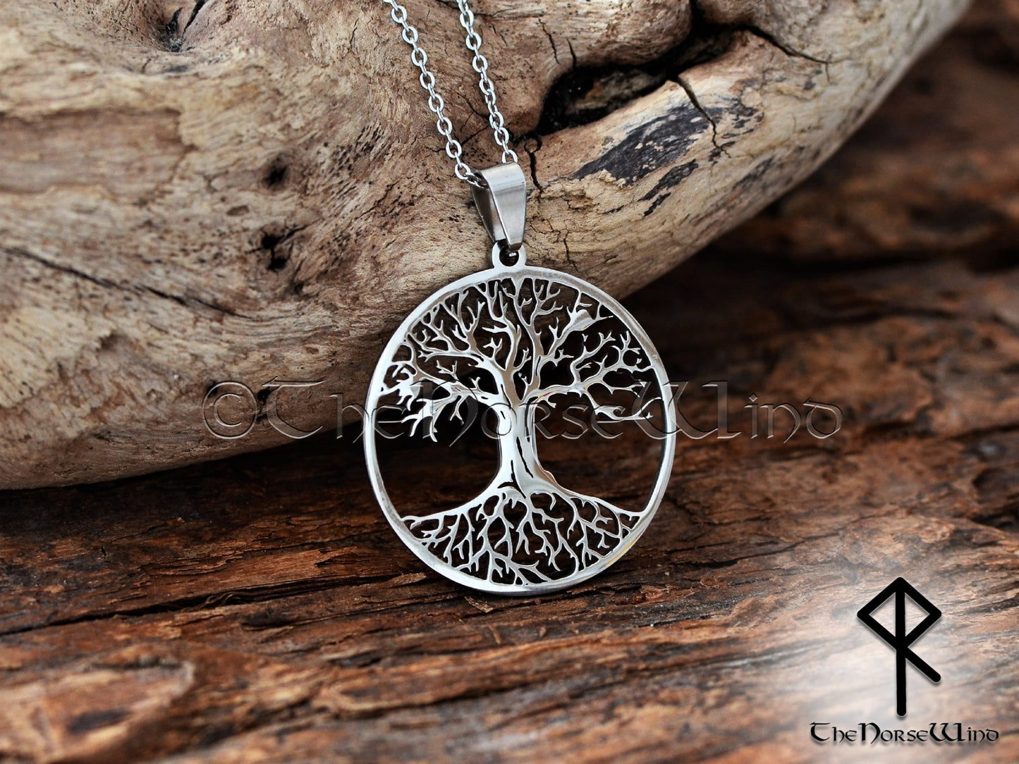 Silver Yggdrasil Necklace, Viking Pendant, Celtic Tree of Life Amulet