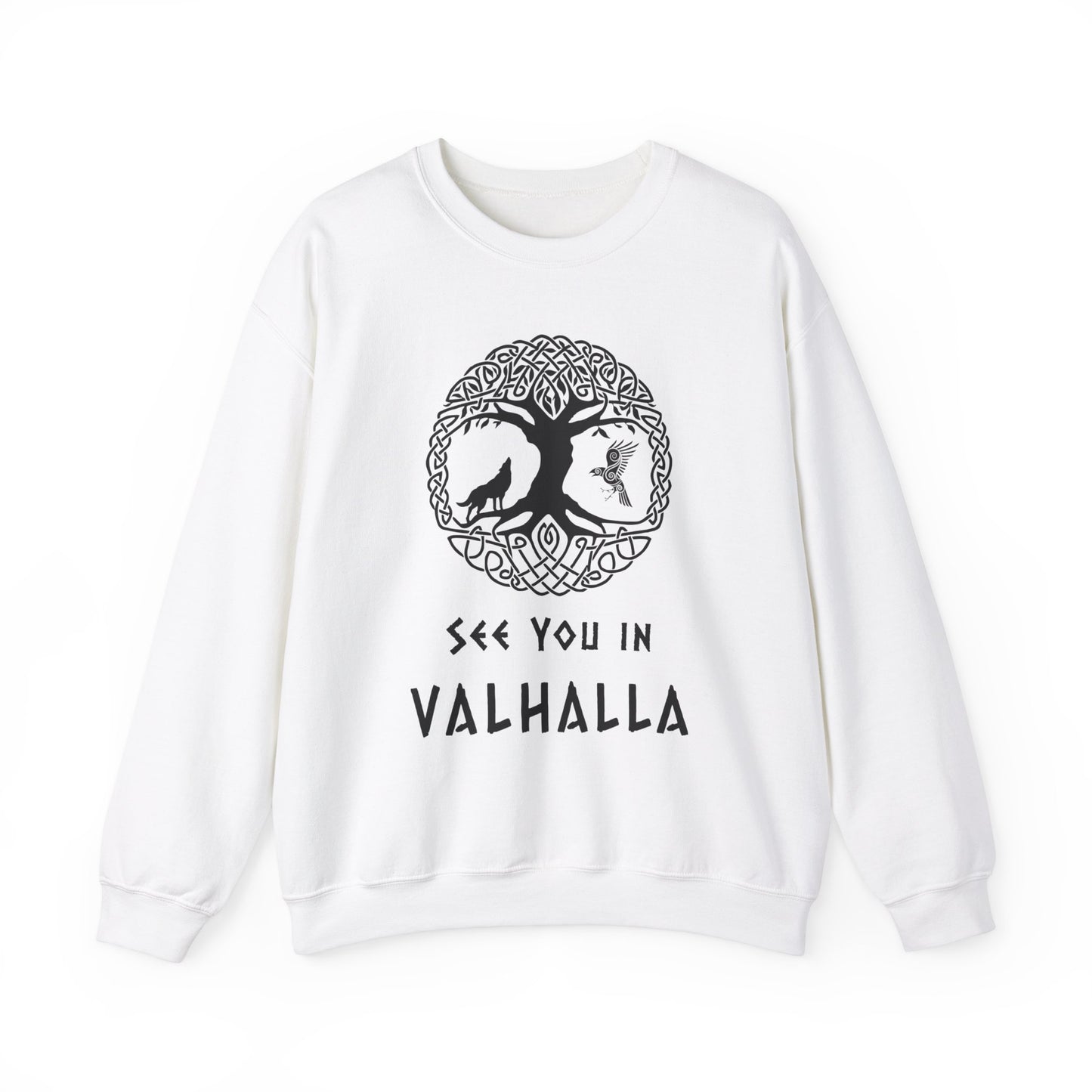 Wikinger Valhalla Sweatshirt - Yggdrasil mit Wolf und Rabe