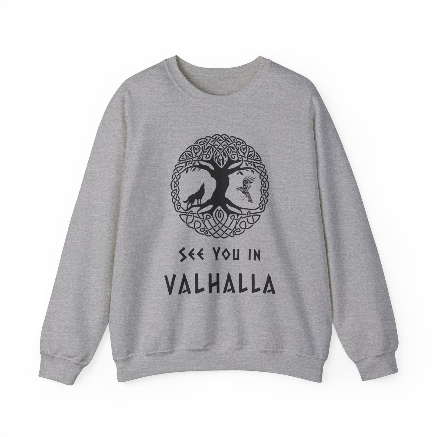 Wikinger Valhalla Sweatshirt - Yggdrasil mit Wolf und Rabe