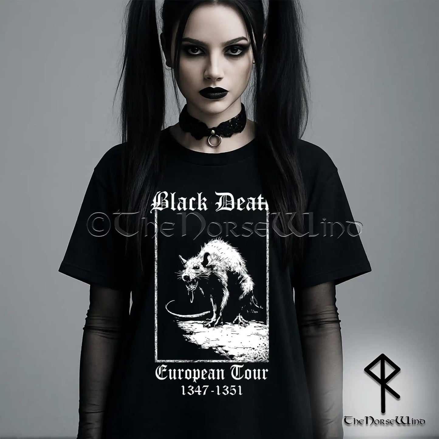 Black Death European Tour T-Shirt - Gothic Plague Rat Tee