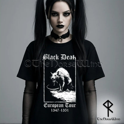 Black Death European Tour T-Shirt - Gothic Plague Rat Tee
