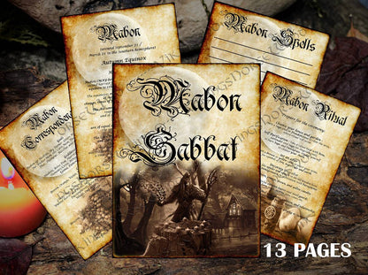 Wheel of The Year Book of Shadows, Mabon Sabbat Printable Grimoire 13 PDF Pages, Autumn Equinox Harvest Fest Witchcraft BOS Pages, Wicca TheNorseWind