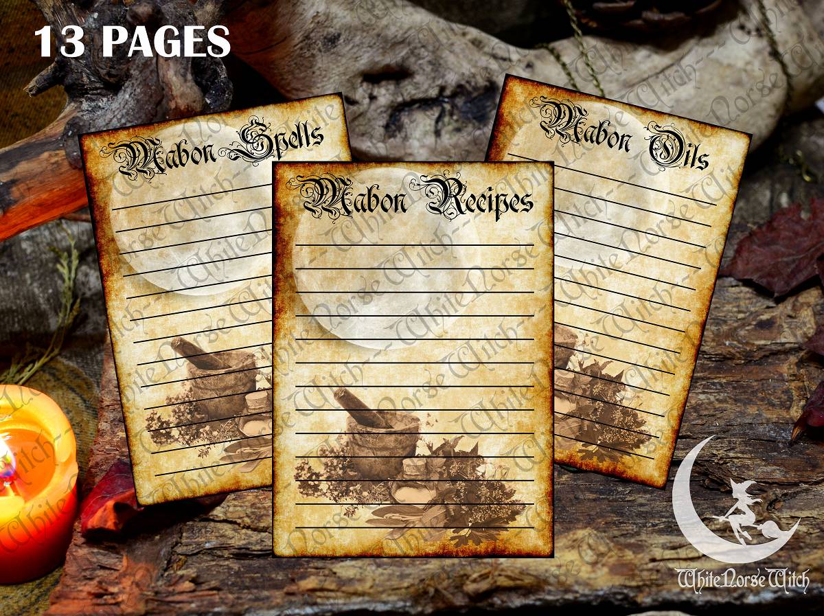 Wheel of The Year Book of Shadows, Mabon Sabbat Printable Grimoire 13 PDF Pages, Autumn Equinox Harvest Fest Witchcraft BOS Pages, Wicca TheNorseWind