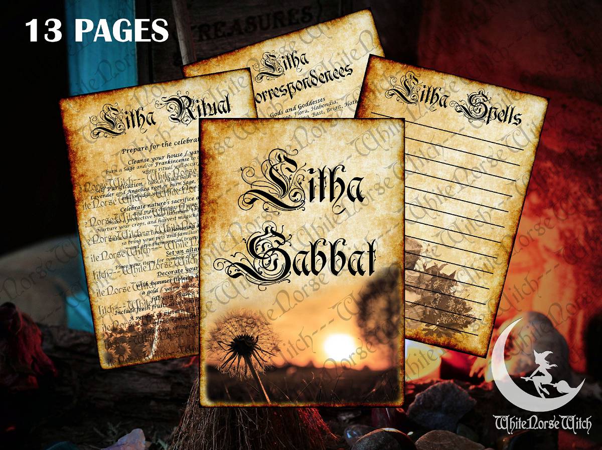 Litha Sabbat Pages Wheel of The Year Printable Summer Solstice Grimoire, Book of Shadows 13 PDF BOS Pages, Midsummer Fest Witchcraft, Wicca TheNorseWind