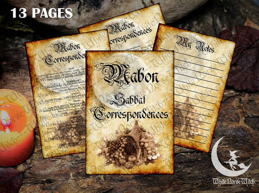 Mabon Sabbat Correspondences, Wheel of The Year Printable Grimoire 4 PDF Pages Book of Shadows, Autumn Harvest Fest Witchcraft BOS Pages TheNorseWind