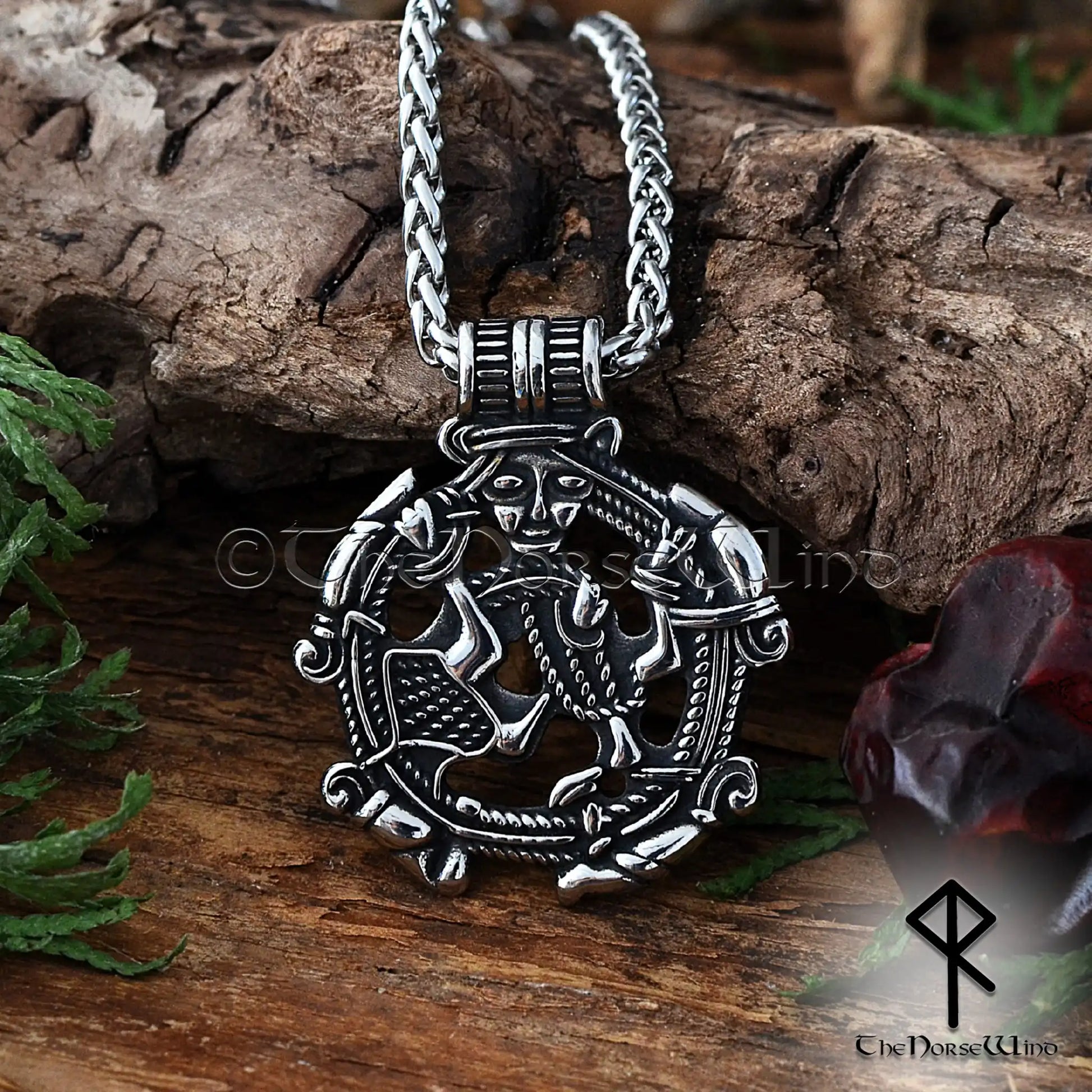 Freya Goddess Viking Pendant - Stainless Steel Pagan Amulet